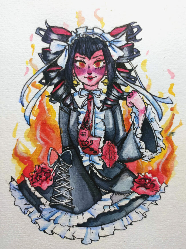 Celestia Ludenberg (Danganronpa) fanart, watercolours
