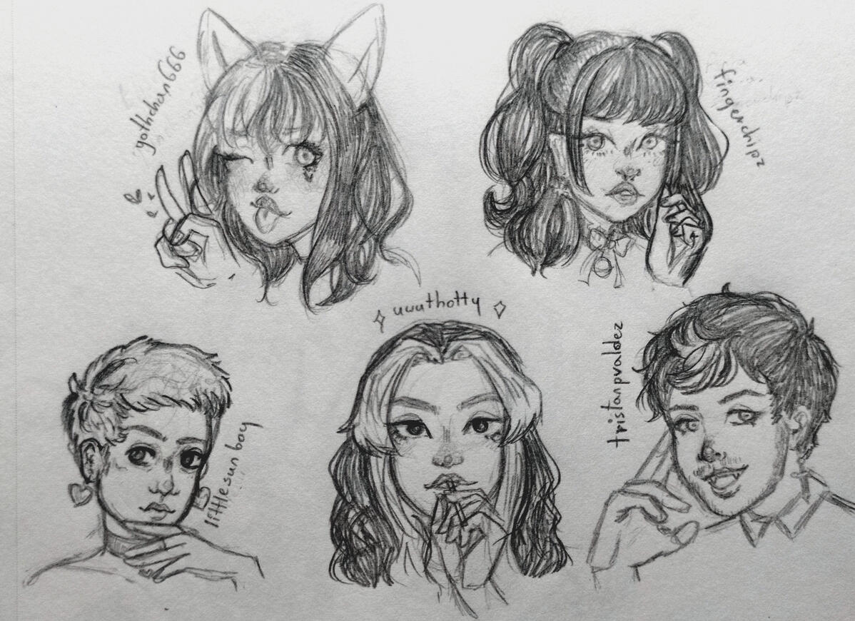 Online influencer's sketch portraits Online influencer's sketch portraits